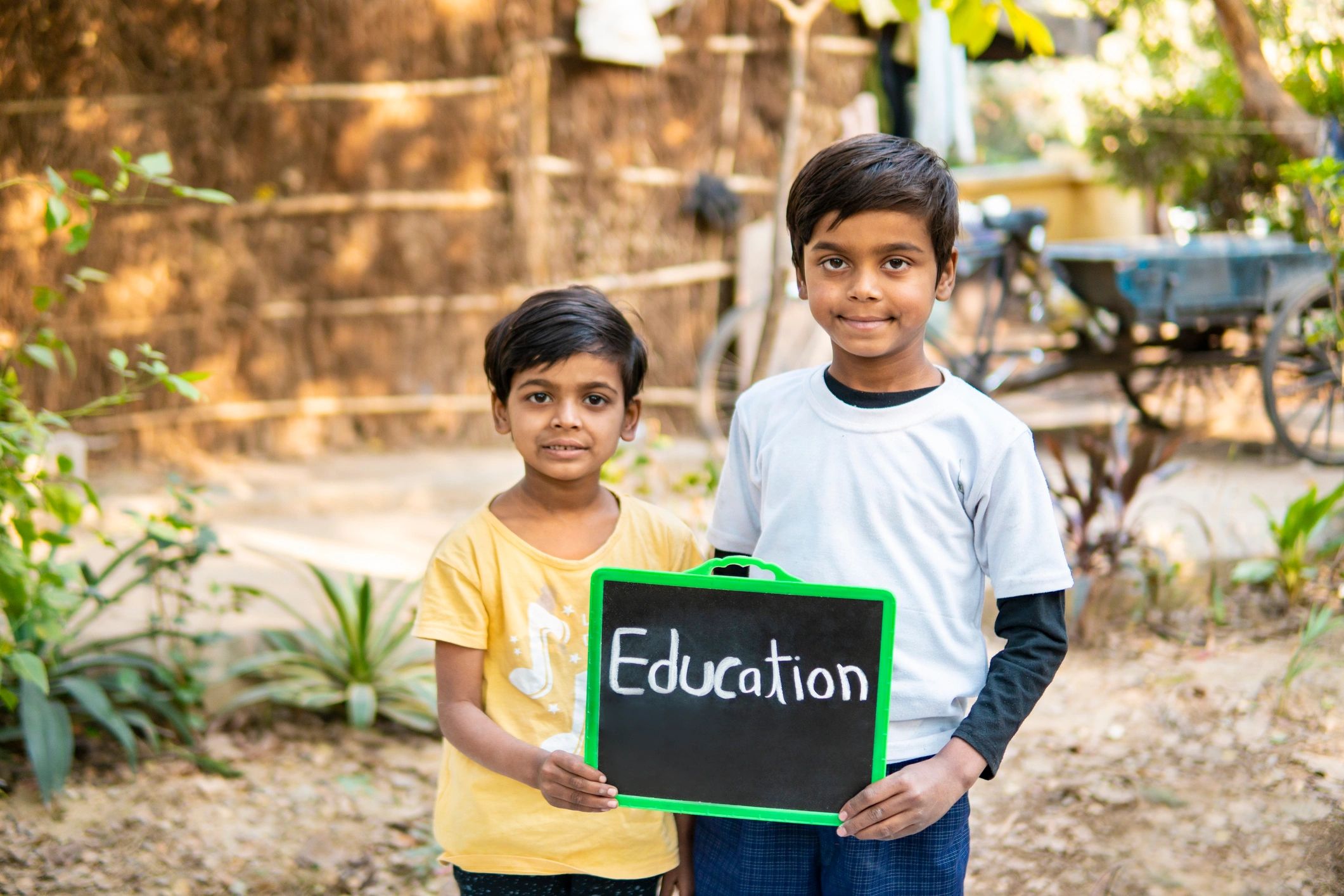 Happy children receiving support